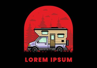 Minibüs kutusu macera kampı çizimi