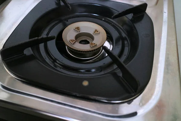 Photo Black Square Placemats Gas Stove — 스톡 사진