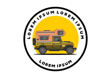 Büyük bir kamp arabası çizim rozeti tasarımı