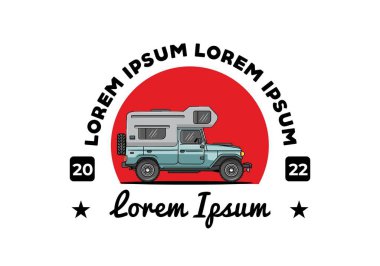Büyük bir kamp arabası çizim rozeti tasarımı