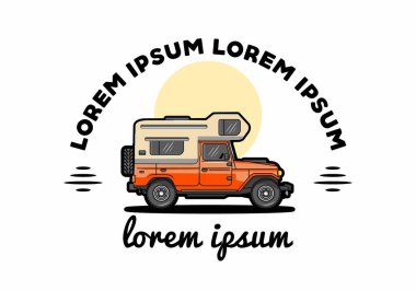 Stocky kampper araba illüstrasyon rozeti tasarımı