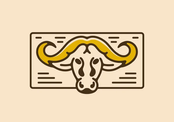 Bull Cabeça Vintage Retro Design Arte Linha — Vetor de Stock