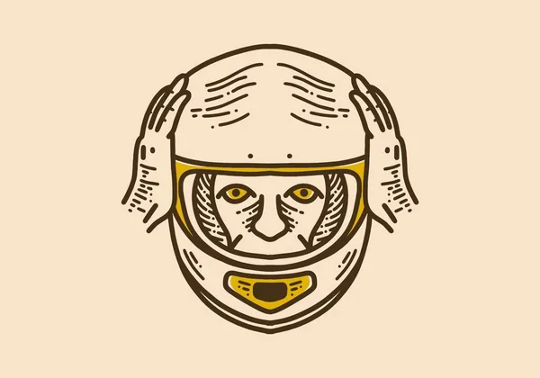 头戴全脸头盔的男子复古系列艺术设计 — 图库矢量图片