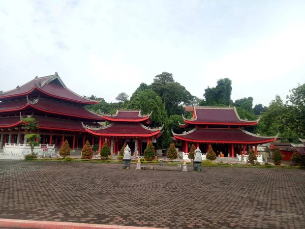 Semarang Indonésia Janeiro 2022 Edifício Grande Vermelho Sam Poo Kong — Fotografia de Stock