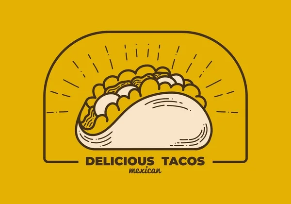 Diseño Ilustración Arte Línea Retro Alimento Tacos — Vector de stock