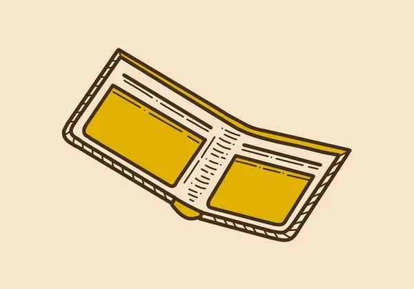 Diseño Color Amarillo Marrón Una Billetera Abierta — Vector de stock