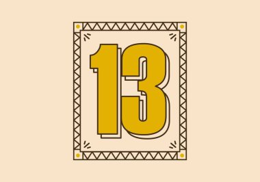 Üzerinde 13 numaralı dikdörtgen çerçeve