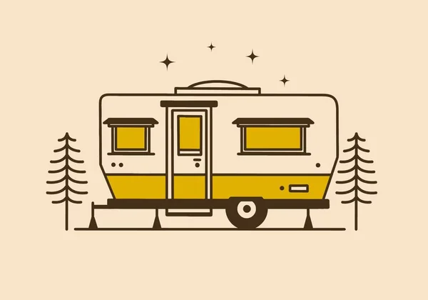 Illustration Style Vintage Camping Car Van Box — Image vectorielle