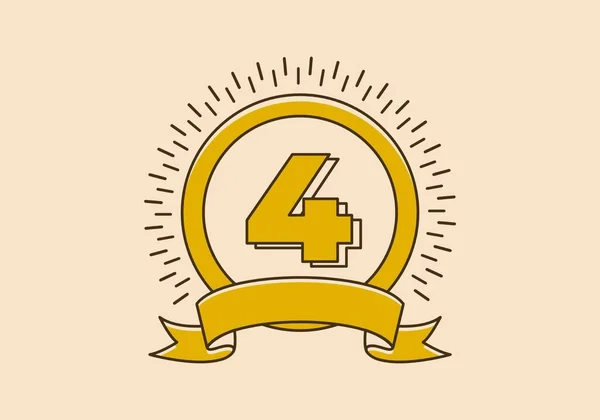 Vintage Retro Emblema Círculo Amarelo Com Número Sobre Ele — Vetor de Stock