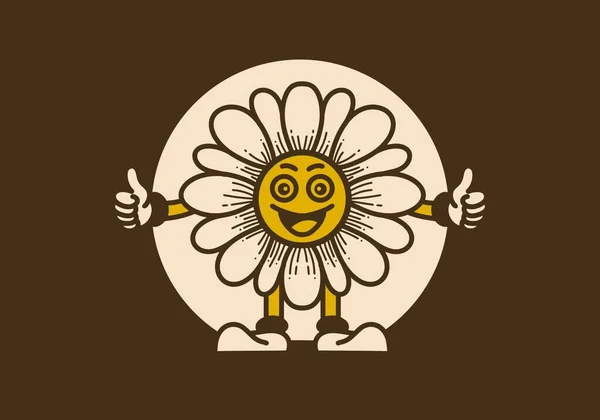 一种笑脸向日葵的复古艺术图解设计 — 图库矢量图片
