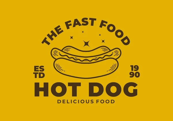 Hot Dog Food Retro Ilustração Design Fundo Amarelo —  Vetores de Stock