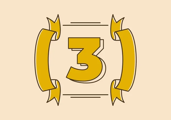 Retro Rám Ilustrační Design Číslem Tři — Stockový vektor