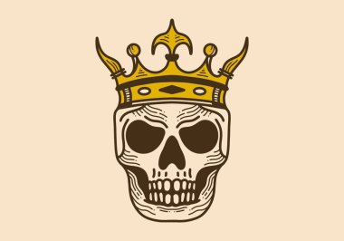 Taç takan bir kafatasının klasik sanat tasarımı