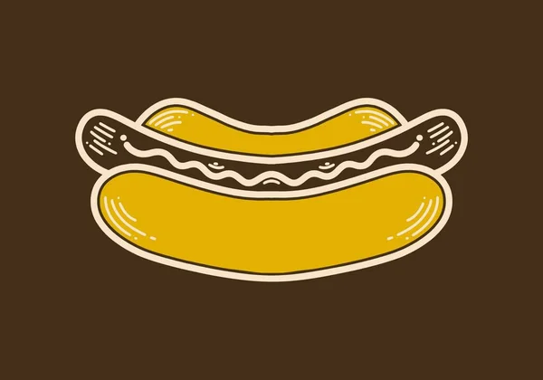 Retro Styl Ilustrační Design Hot Dogu — Stockový vektor