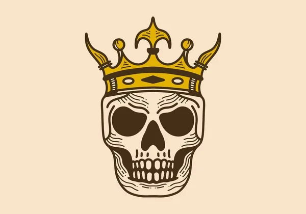 头戴皇冠颅骨的古艺术图解设计 — 图库矢量图片