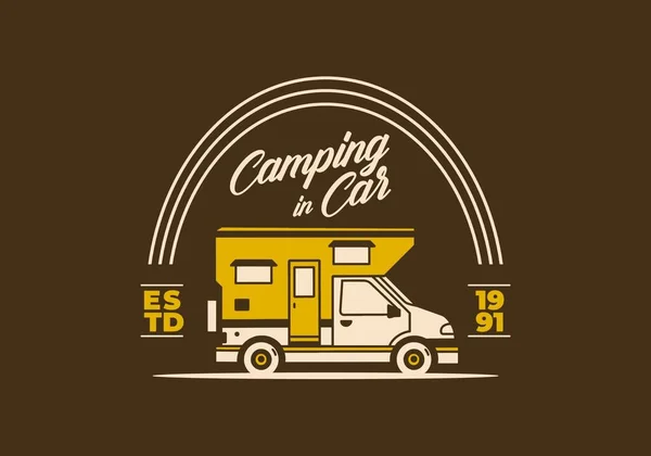 Illustration Art Vintage Design Camping Car — Image vectorielle