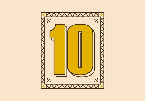 10番のレトロな四角形のフレーム — ストックベクタ