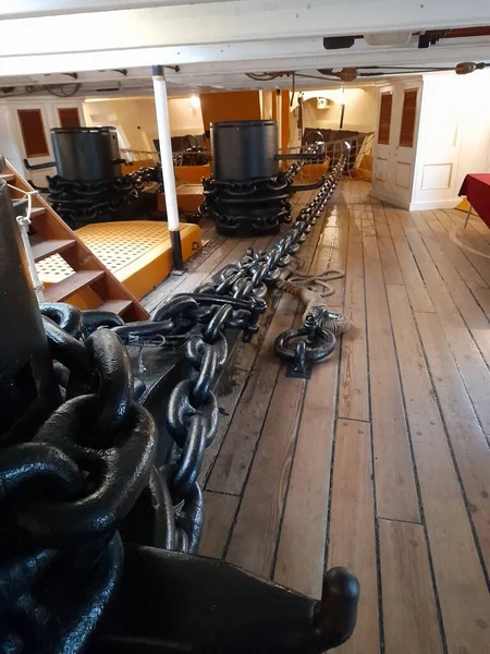 Anchor Chain Hms Warrior Historic Dockyard Portsmouth Telifsiz Stok Imajlar