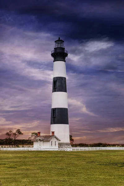 Una Foto Dramática Del Faro Bodie Island Cape Hatteras National — Foto de Stock