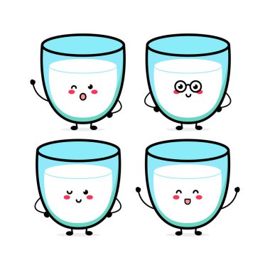 Şirin komik süt ifadesi karakteri. Vektör el çizilmiş çizgi film maskotu karakter çizim simgesi. Beyaz arka planda izole edilmiş. yemek karakteri kavramı