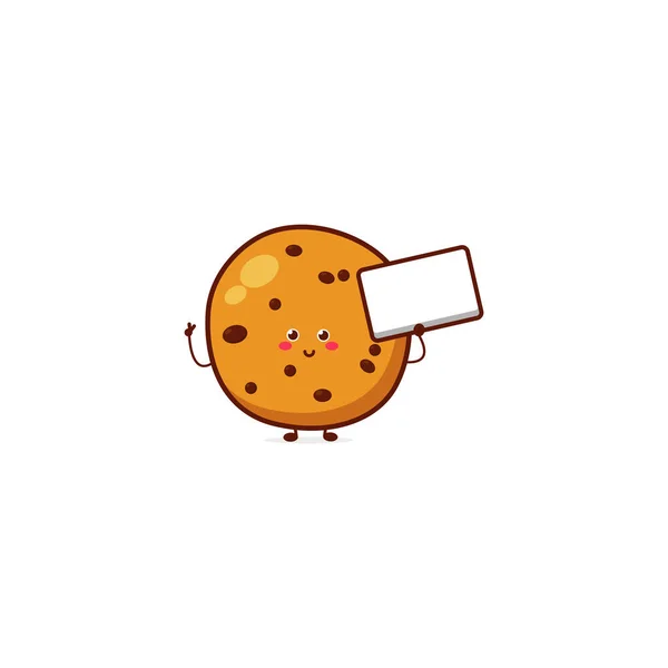 Lindo Personaje Divertido Expresión Cookies Vector Dibujado Mano Mascota Dibujos — Vector de stock