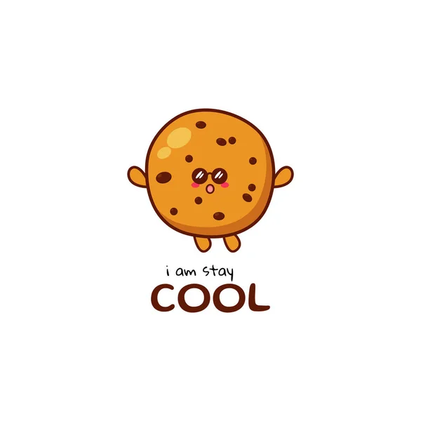 Χαριτωμένο Αστείο Χαρακτήρα Έκφραση Cookies Vector Χέρι Επέστησε Εικονίδιο Εικονογράφηση — Διανυσματικό Αρχείο