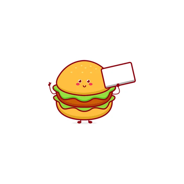 Lindo Personaje Divertido Hamburguesa Moneda Vector Dibujado Mano Mascota Dibujos — Archivo Imágenes Vectoriales