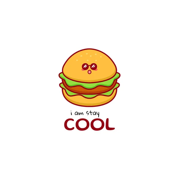 Sevimli Komik Burger Karakteri Vektör Çizilmiş Çizgi Film Maskotu Karakter — Stok Vektör