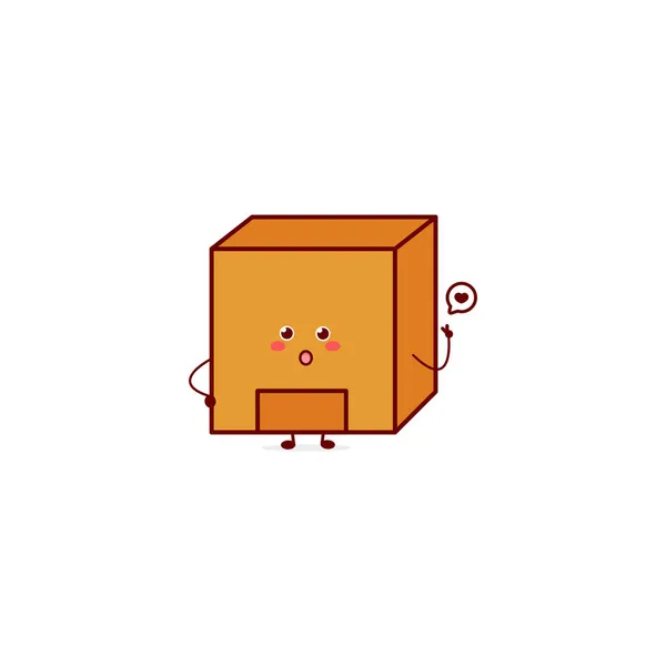 Cute Funny Box Character Vector Hand Drawn Cartoon Mascot Character — Stock Vector