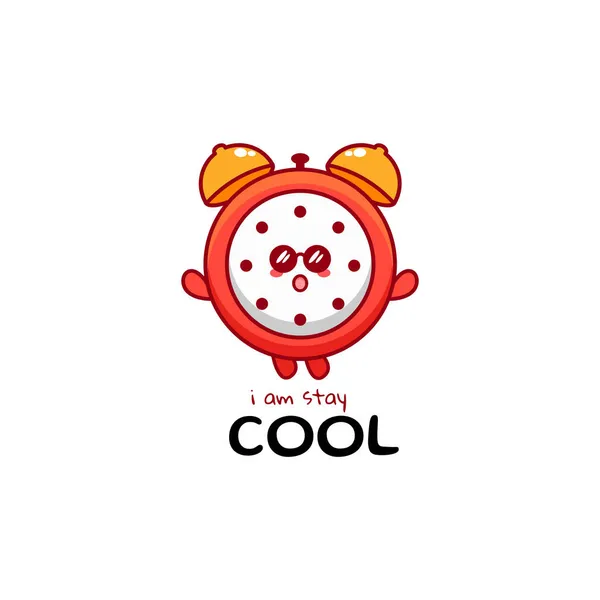 Cute Funny Clock Character Vector Hand Drawn Cartoon Mascot Character — Stock Vector
