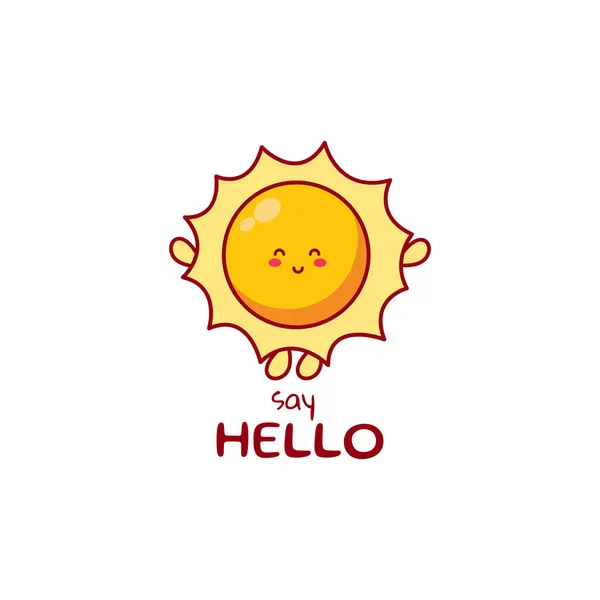 Милий Смішний Персонаж Сонця Векторна Рука Намальована Ілюстрація Персонажа Мультфільму — стоковий вектор