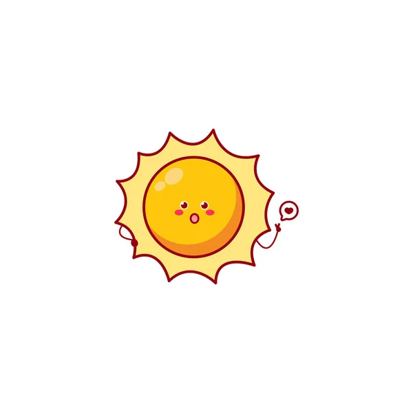 Personagem Engraçado Bonito Sol Vector Mão Desenhada Desenho Animado Mascote — Vetor de Stock