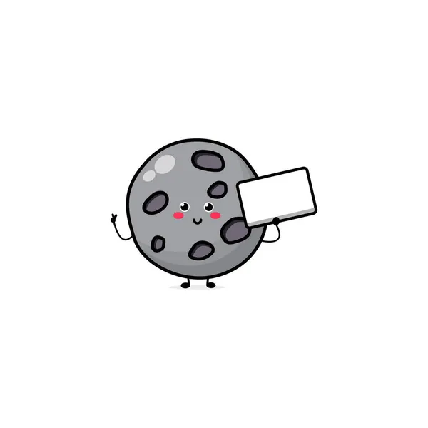 Mignon Personnage Drôle Lune Vecteur Dessin Main Dessin Animé Icône — Image vectorielle