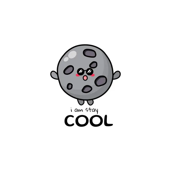 Bonito Personagem Engraçado Lua Vector Mão Desenhada Desenho Animado Mascote —  Vetores de Stock