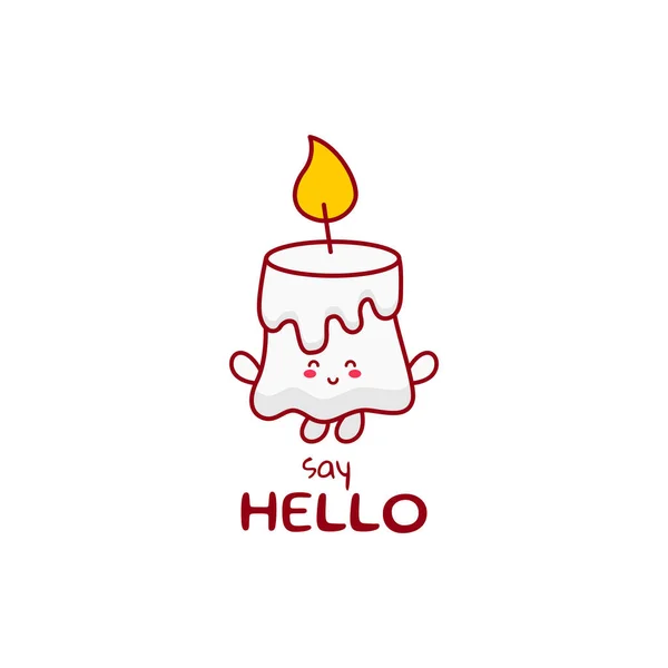 Premium Vector | Vector illustration of cute candle cartoon with big  glasses waving his hand