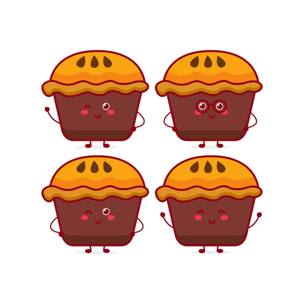 Bonito Personagem Muffins Engraçados Vector Mão Desenhada Desenho Animado Mascote — Vetor de Stock