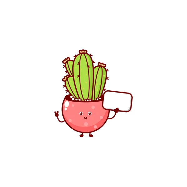 Mignon Personnage Drôle Cactus Vecteur Dessin Main Dessin Animé Icône — Image vectorielle