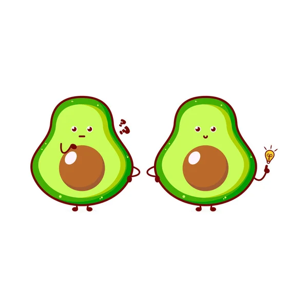 Cute Funny Avocado Character Vector Hand Drawn Cartoon Mascot Character — Stockvektor