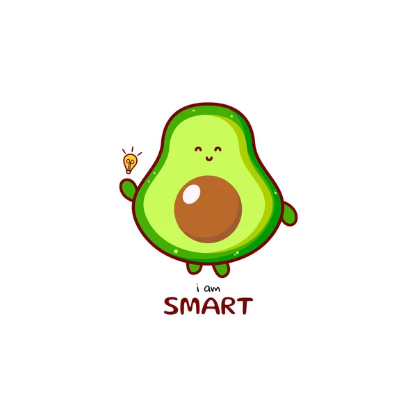 Cute Funny Avocado Character Vector Hand Drawn Cartoon Mascot Character — Stockvektor