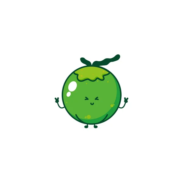 Cute Funny Coconut Character Vector Hand Drawn Cartoon Mascot Character — Wektor stockowy