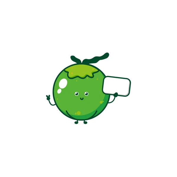Cute Funny Coconut Character Vector Hand Drawn Cartoon Mascot Character — 图库矢量图片