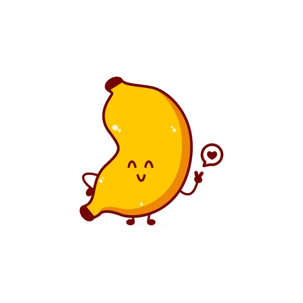 Cute Funny Banana Character Vector Hand Drawn Cartoon Mascot Character — 스톡 벡터