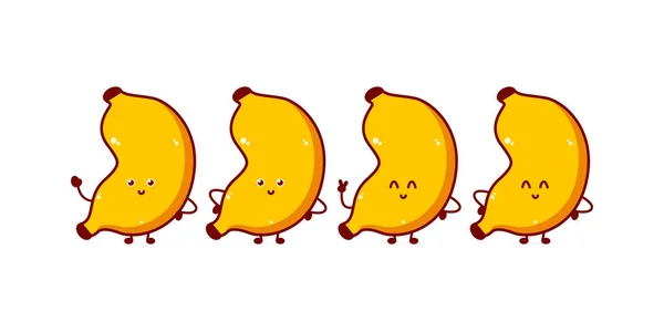 Cute Funny Banana Character Vector Hand Drawn Cartoon Mascot Character — Stockvektor