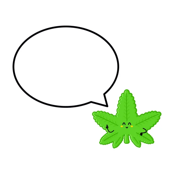 Roztomilý Legrační Marihuanový List Vektor Ručně Kreslený Karikatura Maskot Znak — Stockový vektor