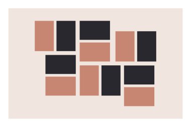 Organik soyut şekilli ve çıplak renklerle çizilmiş şık şablonlar. Minimalist tarzda pastel arka plan. Çağdaş vektör illüstrasyonu