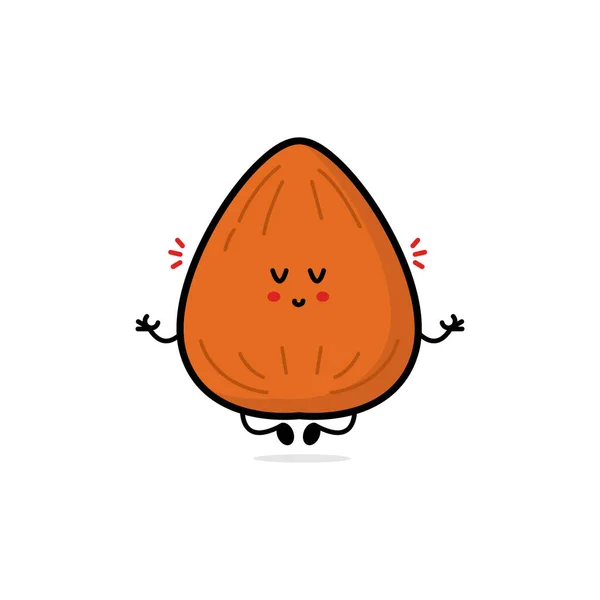 可爱的杏仁人物形象集 有趣的坚果情绪在平坦的风格 棕色杏仁矢量图解 健康素食 — 图库矢量图片