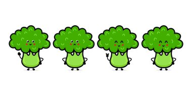 Sebze VINTAGE poster tasarım vektör brokoli karakteri ile.