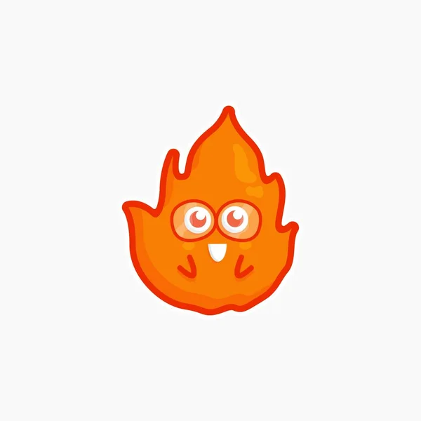 Χαριτωμένο Χαρακτήρα Φωτιά Χαριτωμένο Αυτοκόλλητο Σχεδιασμό Σύνολο Δέσμη Για Στοιχείο — Διανυσματικό Αρχείο