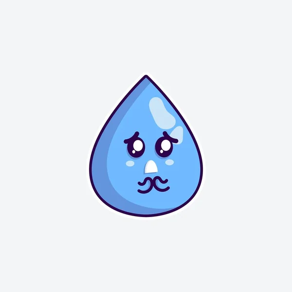 Lindo Carácter Agua Divertida Expresión Triste Llorar Fondo Blanco — Vector de stock