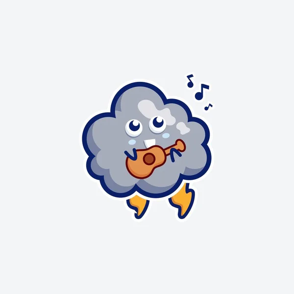 Schattig Karakter Set Bundel Mascotte Sticker Ontwerp Cloud Voor Online — Stockvector